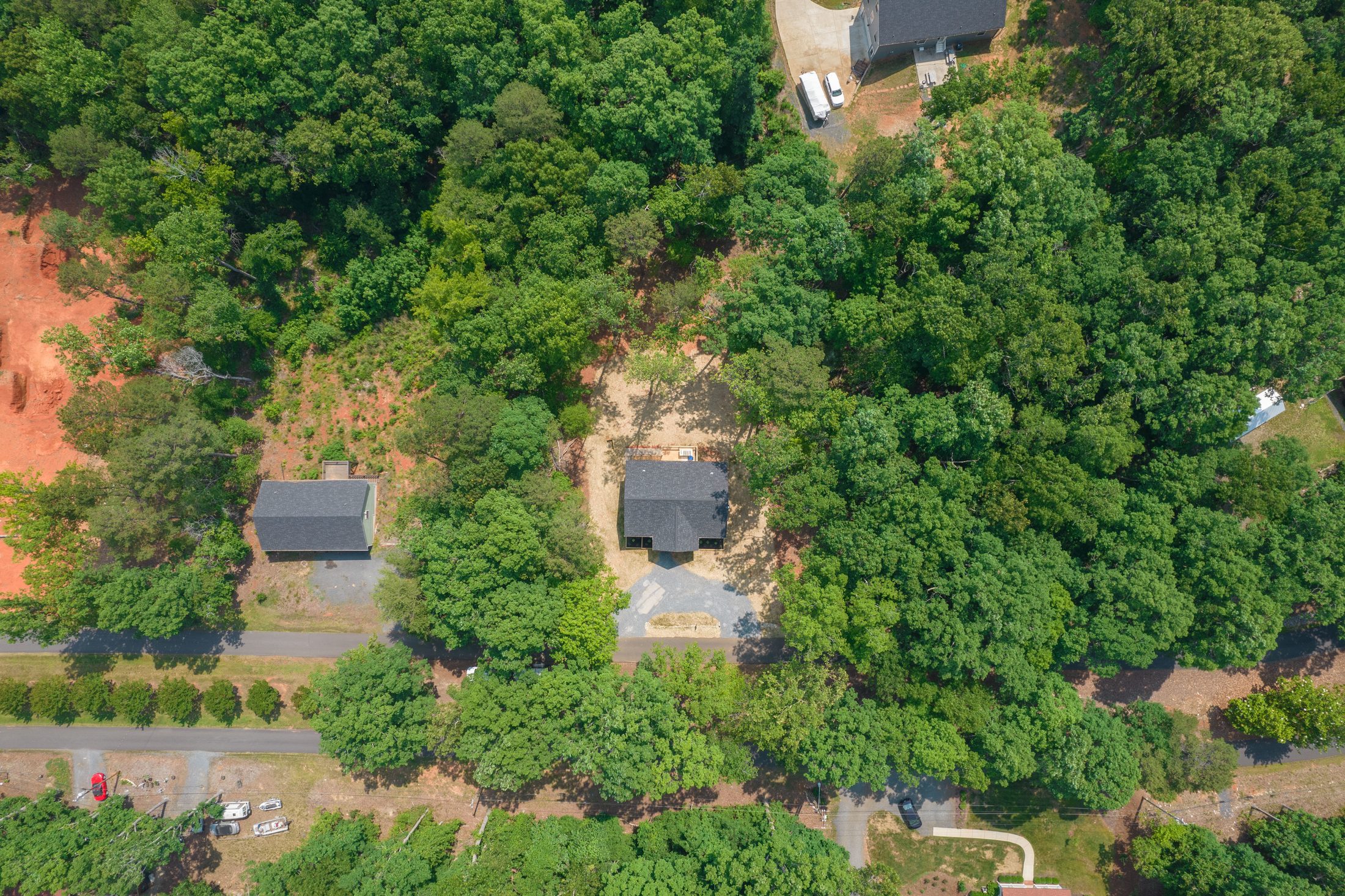 Aerial view of a wooded homesite in Mt. Gilead, NC